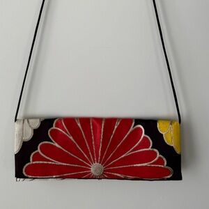 Vintage Silk Kimono Floral Patterned Crossbody Evening Bag